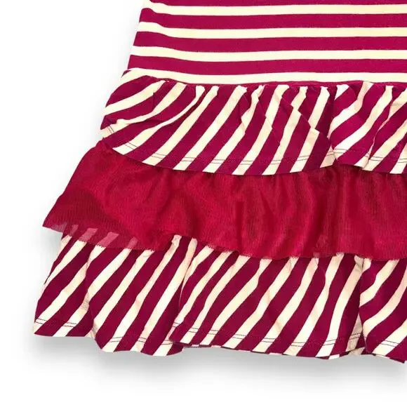 Childrens Place Girls T Shirt Dress Ruffled Stripes Pullover Pink White Large - Picture 3 of 7